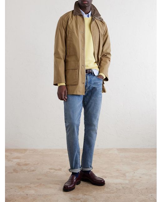 J. Mueser Natural Game Corduroy-Trimmed Cotton Jacket for men