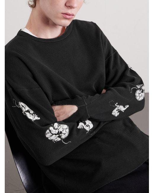 Enfants Riches Deprimes Black Rats Breed Cropped Distressed Printed Cotton T-Shirt for men