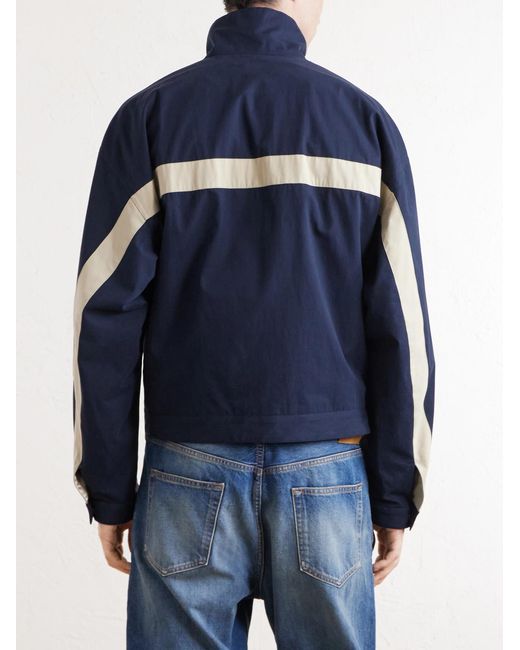 Saint Laurent Blue Panelled Logo-embroidered Cassandre-embellished Cotton Jacket for men
