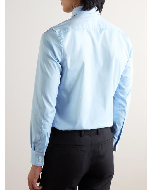 Camicia in popeline di cotone biologico di Richard James in Blue da Uomo