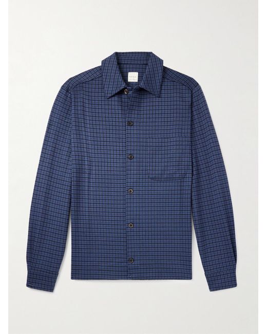 Paul Smith Blue Houndstooth Cotton-blend Shirt for men