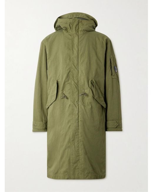 C P Company Green Metropolis Logo-appliquéd Padded Twill Hooded Parka for men