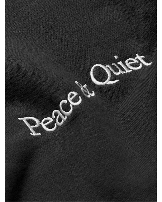 Museum of Peace & Quiet Black Wordmark Logo-embroidered Cotton-jersey Hoodie for men