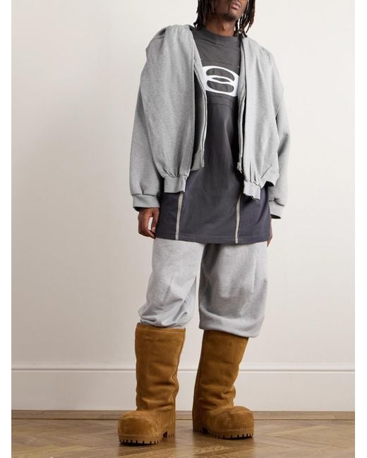 Balenciaga Incognito mehrlagige Oversized-Kapuzenjacke aus Stretch-Baumwoll-Jersey mit Reißverschluss in Gray für Herren