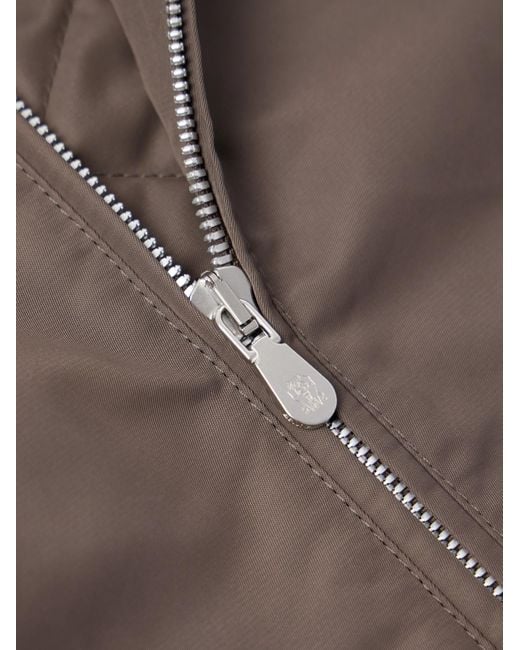 Brunello Cucinelli Brown Padded Nylon Bomber Jacket for men