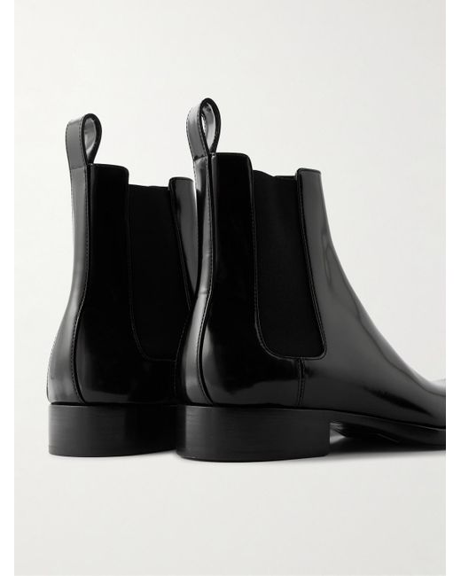 Saint Laurent Black Vadim Polished-Leather Chelsea Boots for men