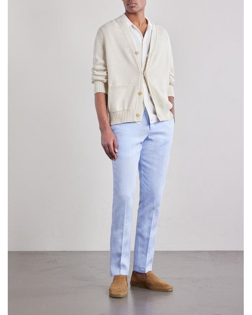 Orlebar Brown Blue Griffon Straight-Leg Linen Trousers for men
