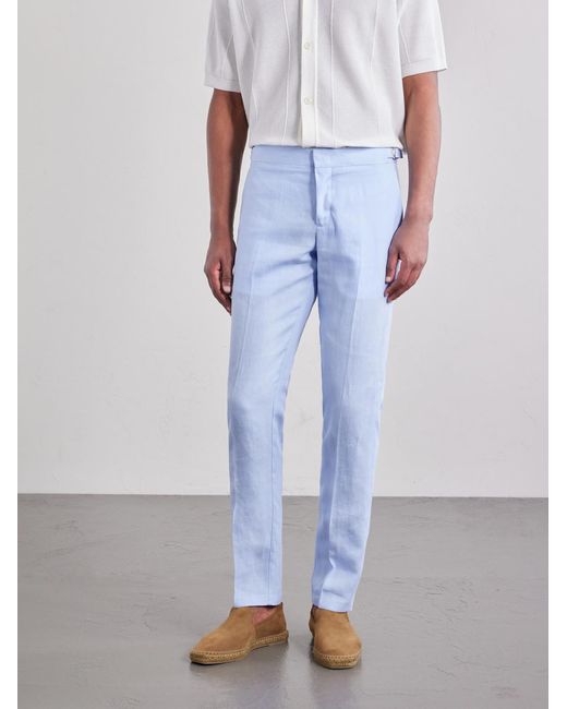 Orlebar Brown Blue Griffon Straight-Leg Linen Trousers for men