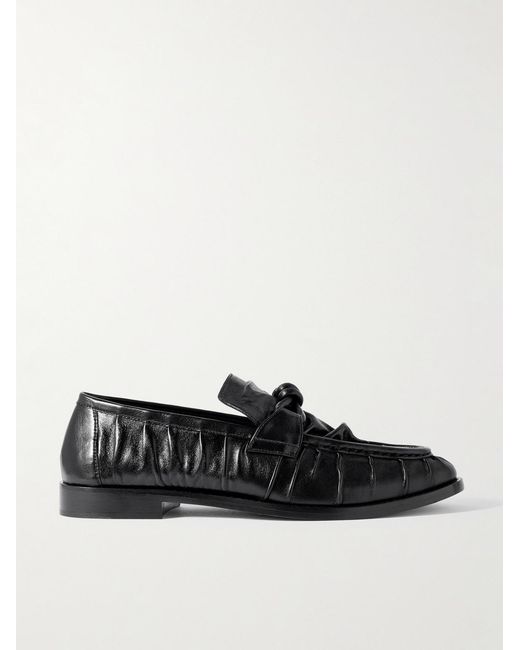 Bottega Veneta Black Astaire Knotted Crinkled Leather Loafers for men