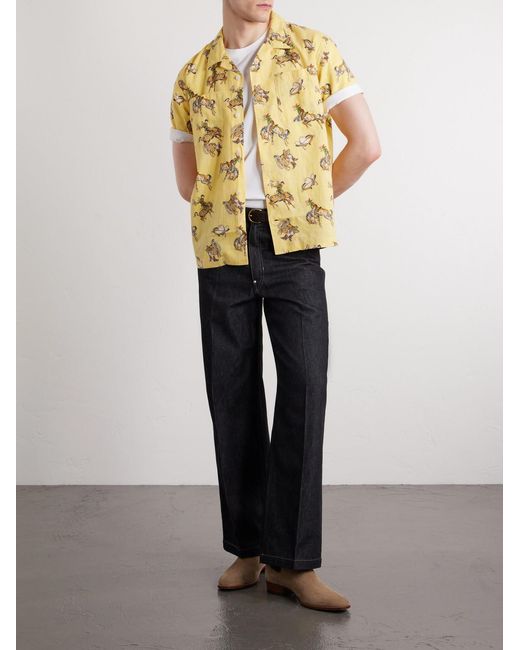 RRL Metallic Convertible-Collar Printed Linen And Cotton-Blend Shirt for men