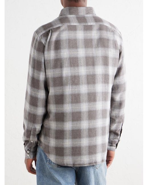 Hartford Brown Paul Checked Cotton And Lyocell-Blend Flannel Shirt for men