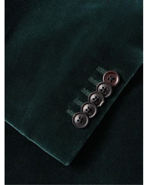 James Purdey & Sons Green Estate Mandarin-collar Leather-trimmed Cotton-velvet Tuxedo Jacket for men