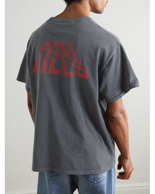 GALLERY DEPT. Gray Don'T Die Printed Distressed Cotton-Jersey T-Shirt for men