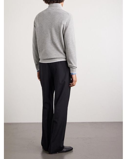 Fedeli Gray Cashmere Half-zip Sweater for men