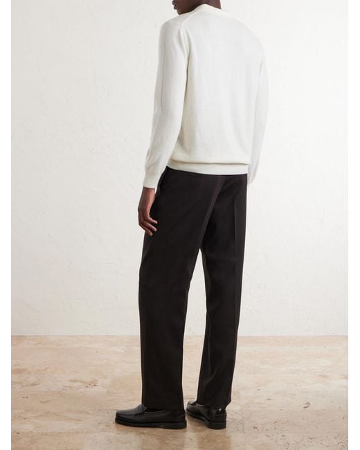 Altea White Virgin Wool Polo Sweater for men