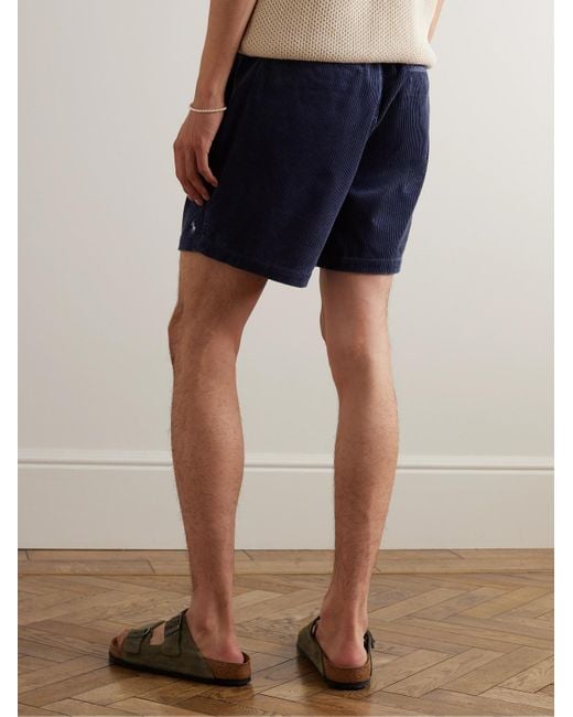 Polo Ralph Lauren Blue Prepster Straight-Leg Cotton-Corduroy Drawstring Shorts for men