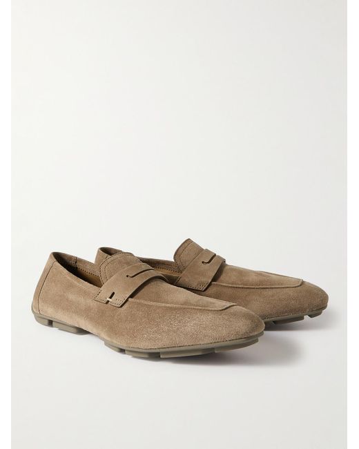Berluti Brown Suede Penny Loafers for men