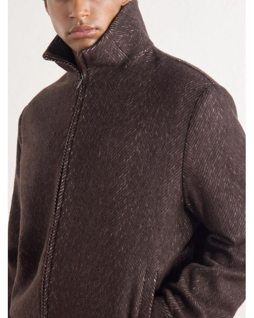 Altea Brown Arden Herringbone Blouson Jacket for men