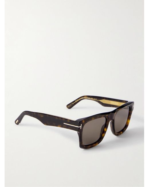 Tom Ford Black Square-Frame Tortiseshell Acetate Sunglasses for men