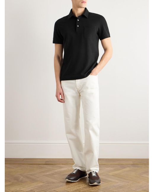 Polo Slim-Fit di Zegna in Black da Uomo