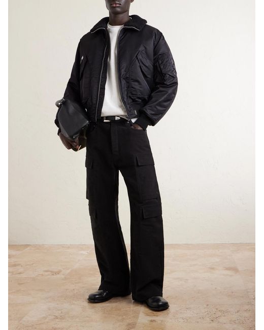 (w)taps Black Padded Fleece-trimmed Shell Jacket for men