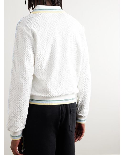 Casablancabrand White Logo-jacquard Cotton-blend Terry Track Jacket for men