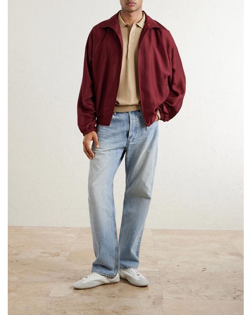 Saint Laurent Red Silk-Habotai Blouson Jacket for men