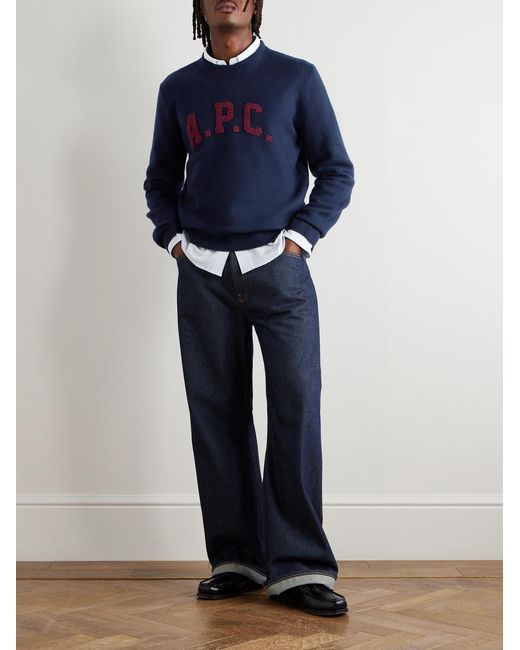 Jay Logo-Appliquéd Wool Sweater di A.P.C. in Blue da Uomo