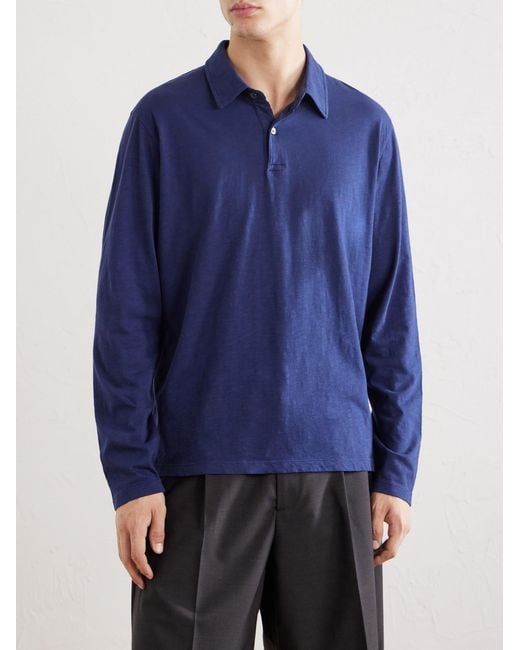 Hartford Blue Cotton-Jersey Polo Shirt for men