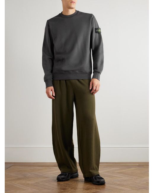 Stone Island Gray Garment-Dyed Logo-Appliquéd Cotton-Jersey Sweatshirt for men