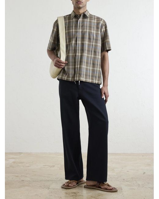 Auralee Brown Checked Wool Shirt for men