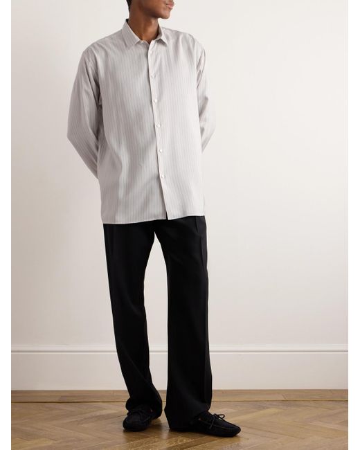 Camicia in seta a righe Albie di The Row in White da Uomo