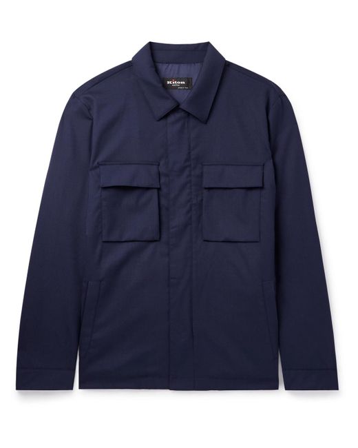 Kiton Blue Wool-blend Overshirt for men