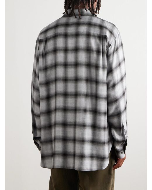 Checked Lyocell-Blend Shirt di Ssstein in Gray da Uomo