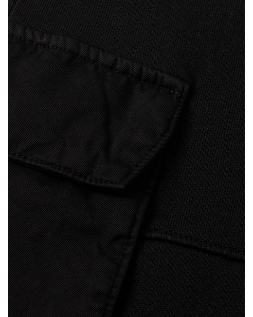 Les Tien Black Heavyweight Straight-Leg Structured-Fleece Cotton-Jersey Drawstring Cargo Trousers for men