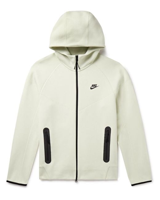 Nike White Logo-print Cotton-blend Tech Fleece Zip-up Hoodie for men