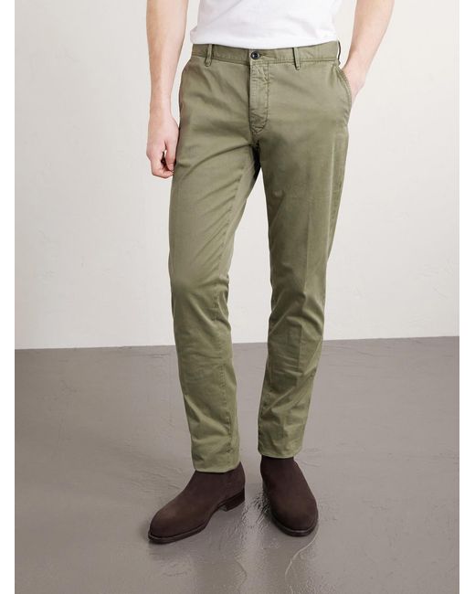 Slowear Green Slim-fit Tapered Stretch-cotton Gabardine Trousers for men