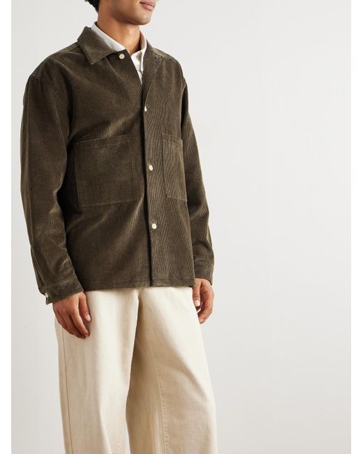 A Kind Of Guise Green Sayan Cotton-Corduroy Overshirt for men