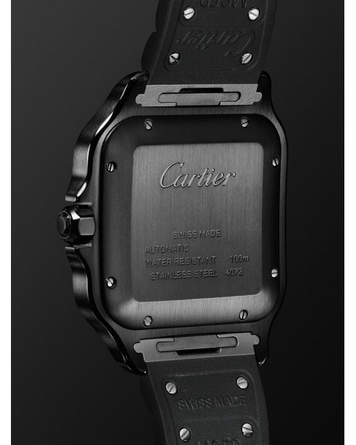 Cartier Black Santos De Automatic Steel Interchangeable Adlc-Coated Steel Watch, Ref. Wssa0039 for men