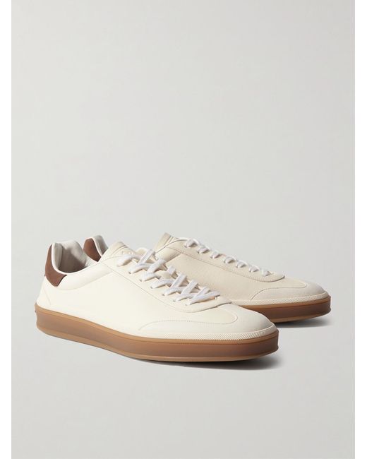 Loro Piana Natural Tennis Walk Suede-Trimmed Leather Sneakers for men
