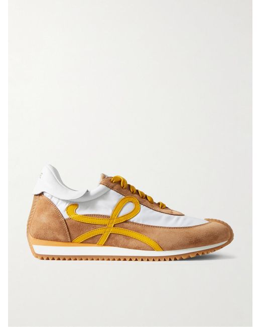Loewe White Flow Runner Monogram Leather And Shell Trainers for men