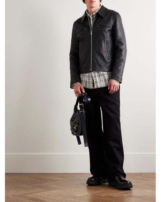 Givenchy Black Padded Crinkled-Leather Jacket for men