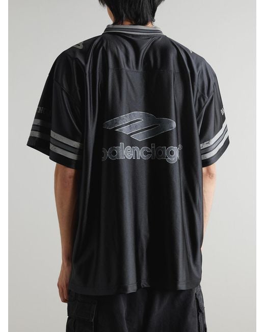 Balenciaga Black Logo-Print Striped Appliquéd Jersey T-Shirt for men