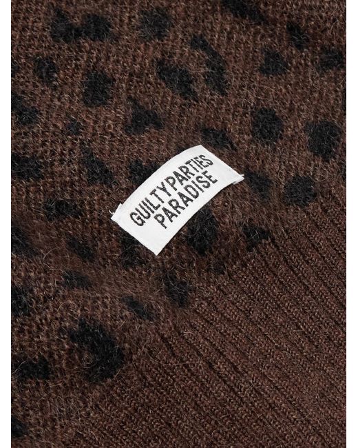 Wacko Maria Brown Leopard-Print Woven Cardigan for men