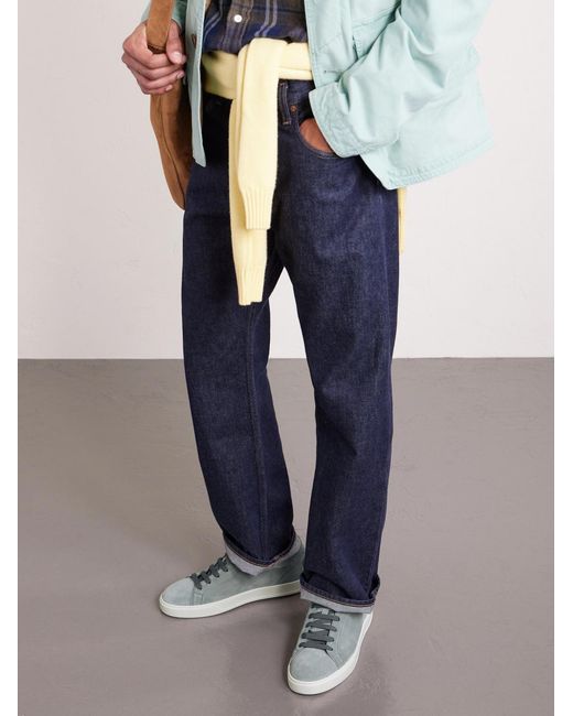 Tod's Blue Paneled Rubber-Trimmed Suede Sneakers for men