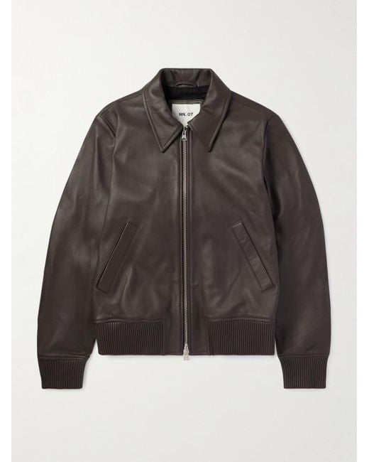 NN07 Brown Florian 8254 Leatherjacket for men
