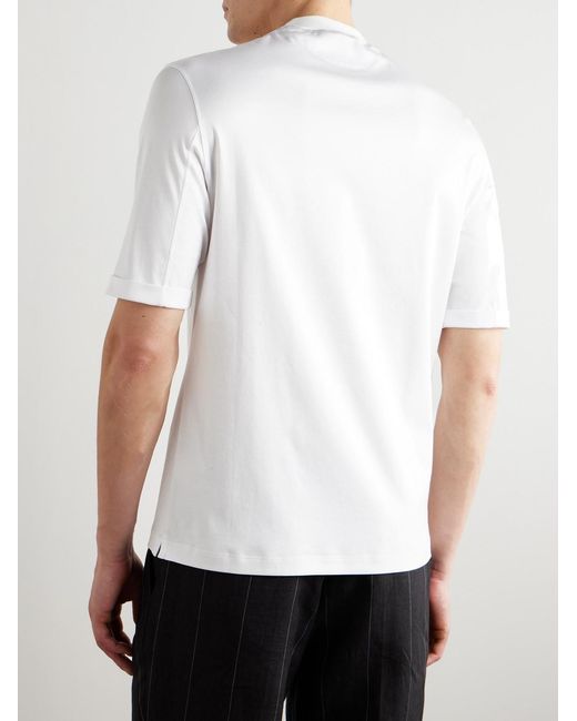Brunello Cucinelli White Mock-neck Cotton-jersey T-shirt for men
