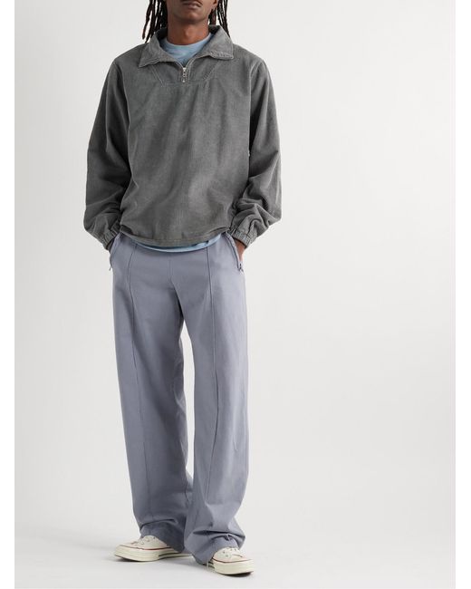 Les Tien Gray Yacht Cotton-Corduroy Half-Zip Sweatshirt for men