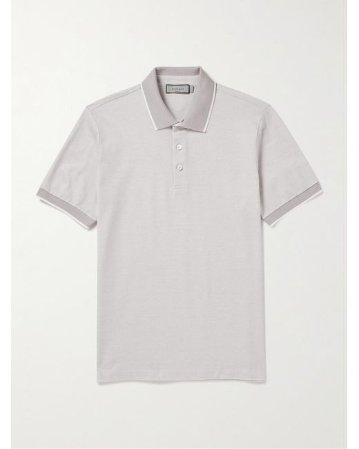 Canali White Cotton-piqué Polo Shirt for men