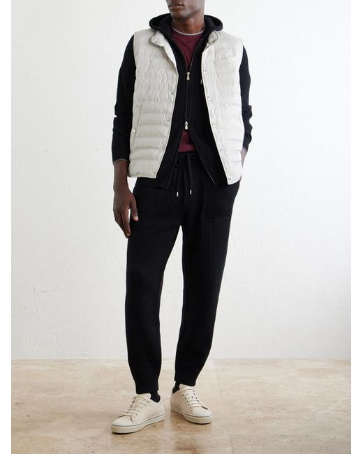 Brunello Cucinelli Blue Cashmere Drawstring Sweatpants for men